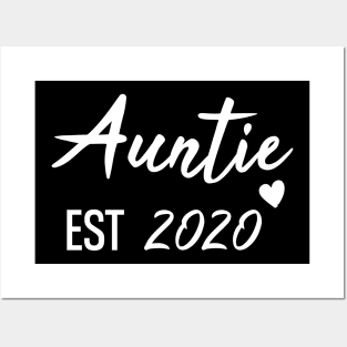 Auntie EST 2020- New Aunt Gifts, Proud Auntie Shirt, Auntie To be Posters and Art